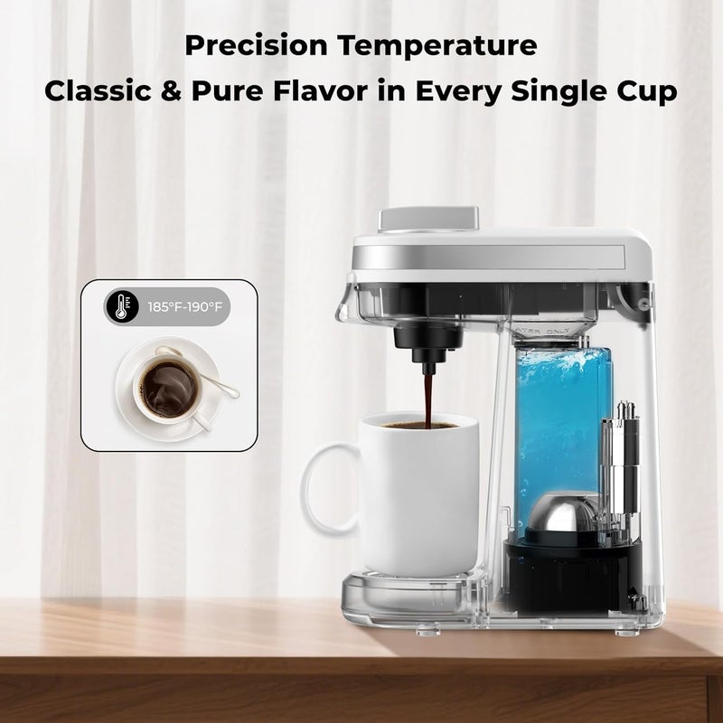 CHULUX Mini Coffee Maker for K Capsule, Single Serve Coffee Maker for One Cup Americano, Lightweight Pod Coffee Machine, Pearl White - Image 5